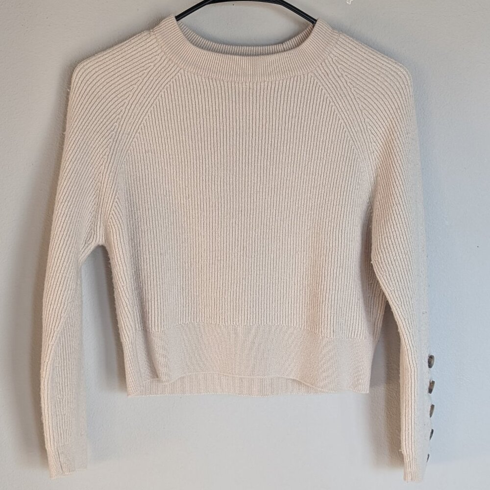 Sezane Cream Crew Neck Sweater